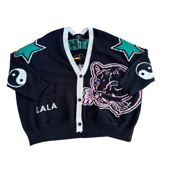 LALA  Tiger Karma Mother Lightning Star Yin Yang Oversized Cardigan  size S/M - Picture 3 of 7